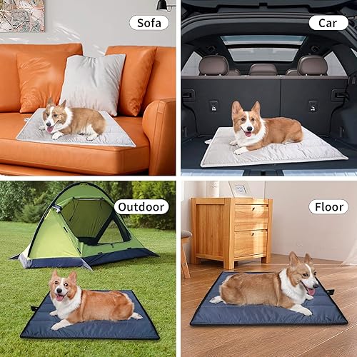 Miniatura 7 de Tapete para cama de perro XXL de 55 x 44 pulgadas, portátil, lavable para perros jumbo, colchón para dormir (54 x 44 pulgadas, plateado)