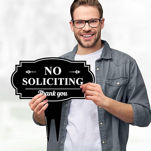 Miniatura 4 de My Sign Center - Letrero de "No Soliciting Yard" para casa, 13 x 13 pulgadas, estacas integradas de alta resistencia, compuesto de aluminio libre de