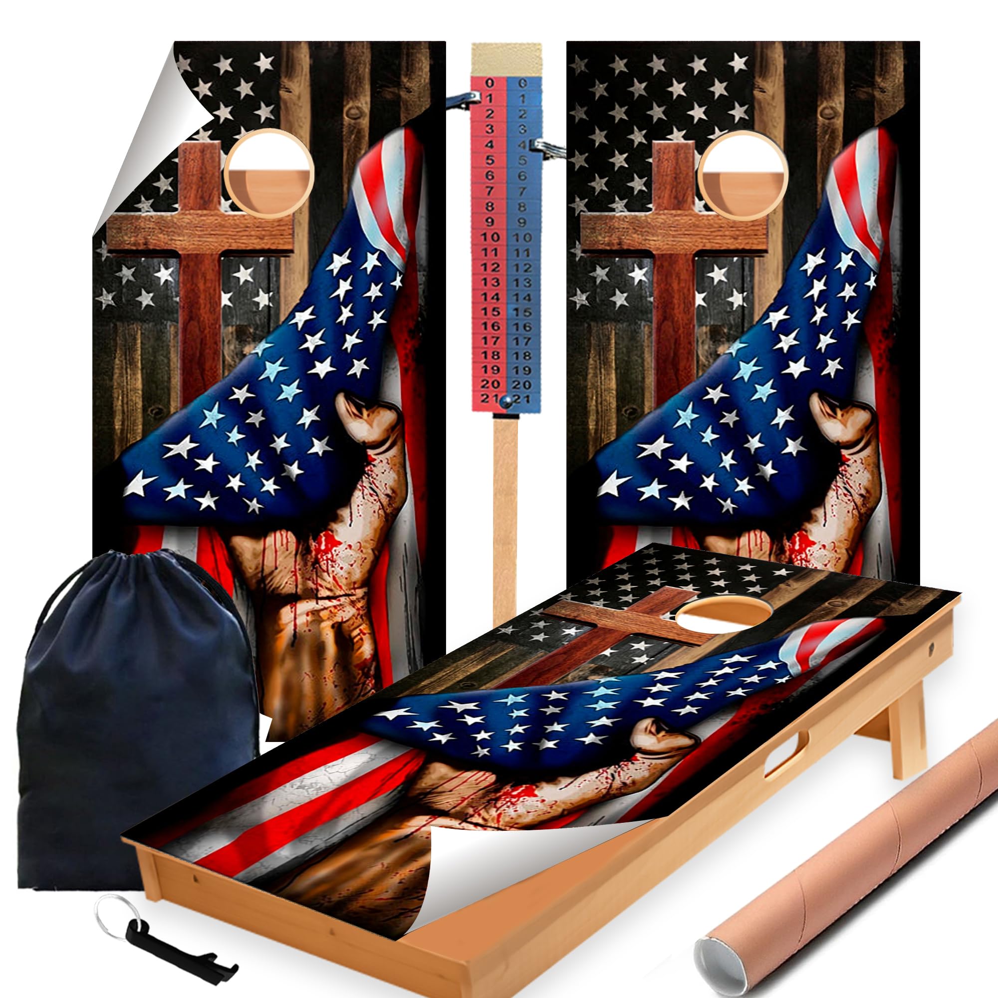 CornholeGamesUSA Cornhole Board Wraps, Cornhole Decals and Wraps for Boards (Set of 2), Cornhole Skins for Boards