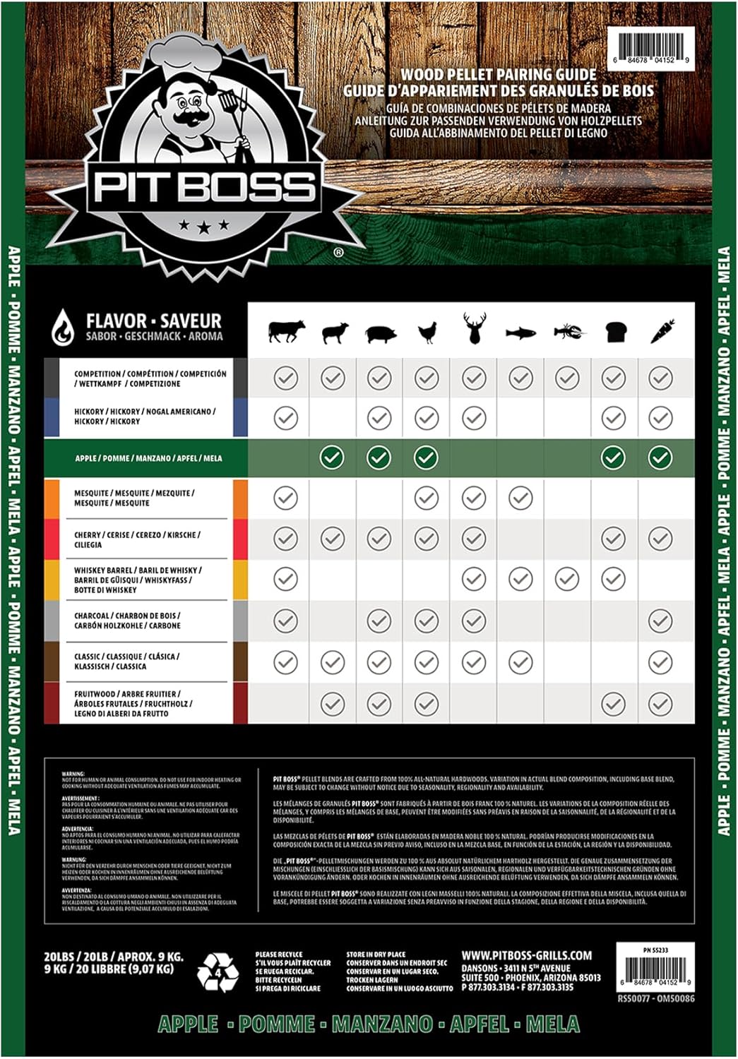 Pit Boss (20 pound Apple Blend) All Natural Hardwood BBQ Wood Pellets for Pellet Grills and Smokers