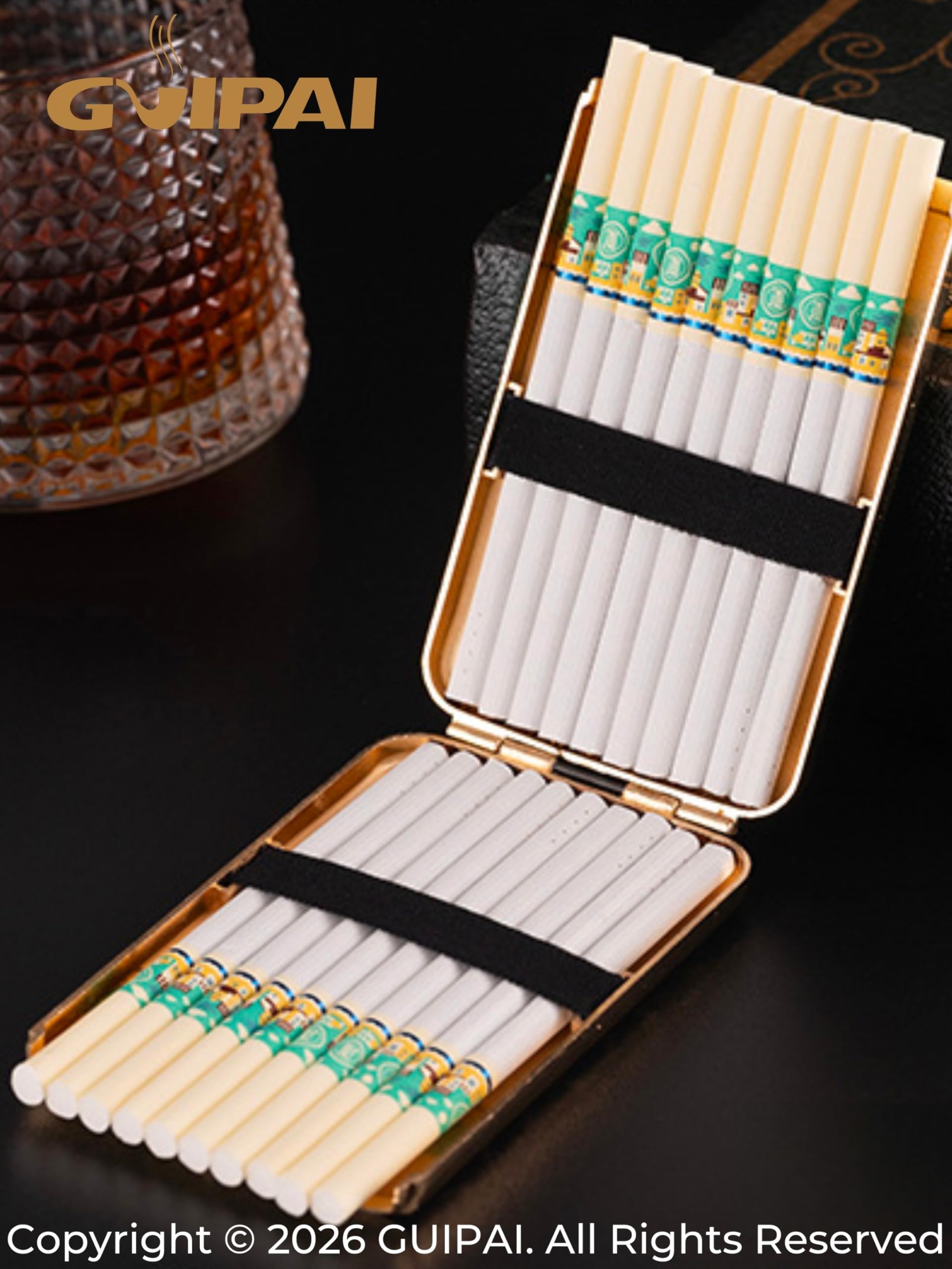 guipai cigarette case Double Gold Tone Cigarette Business Credit Card Holder Smoking Accessories - Vintage GUIPAI