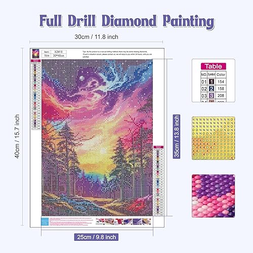 Miniatura 2 de NAIMOER Paquete de 4 kits de pintura de diamantes de paisaje para adultos, bricolaje 5D redondo de taladro completo, puesta de sol, arte de