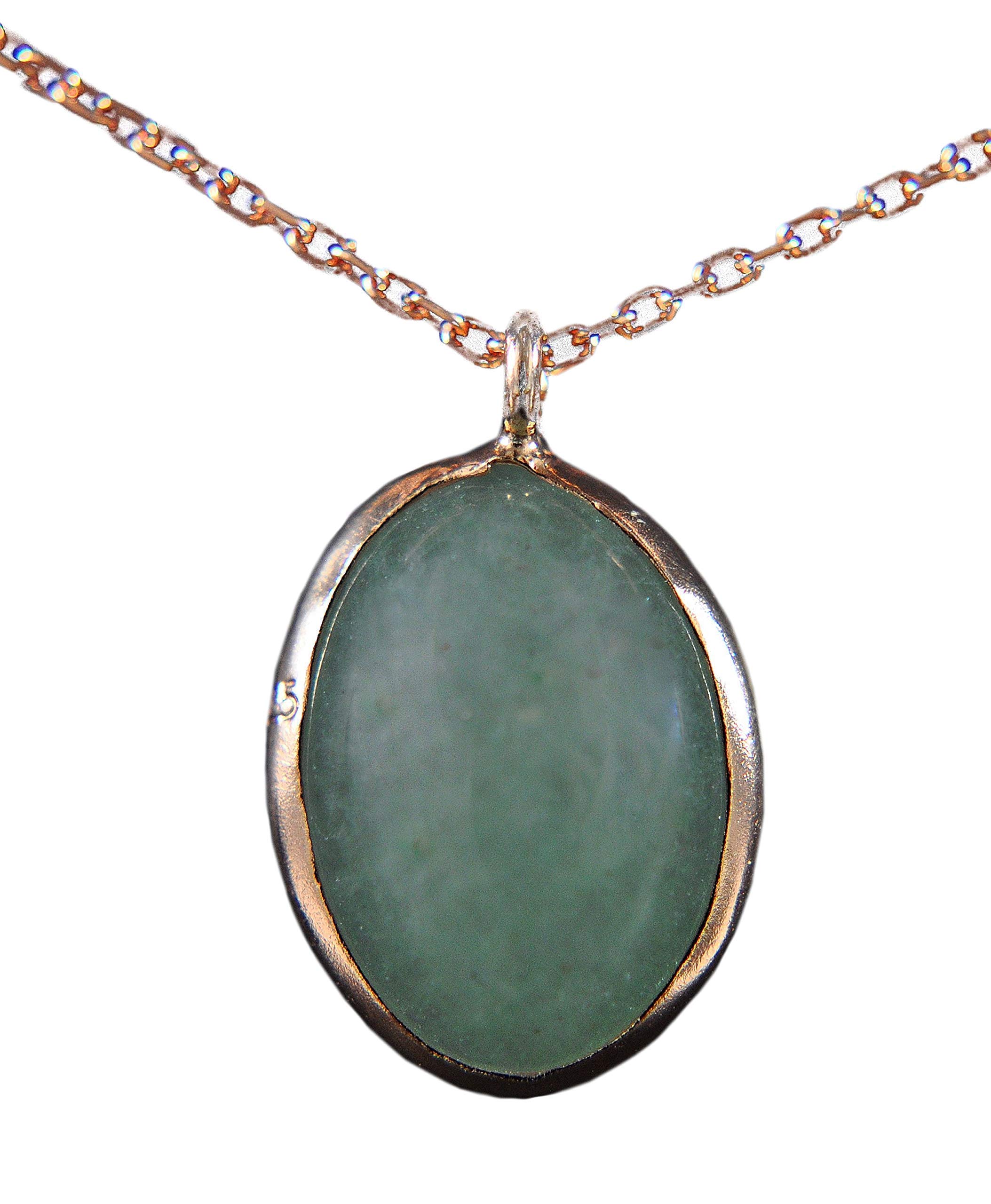 925 Sterling Silber - Aventurin - Heilstein - Kette - Roségold - Halskette mit Anhänger - Damen - Geburtstag - Silberkette - Geschenk für Sie - Schmuck Geschenk - Handmade