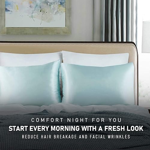 Miniatura 2 de Tyfitb - Juego de 2 fundas de almohada de satén para cabello y piel, fundas de almohada de refrigeración (satén suave, cierre de sobre)