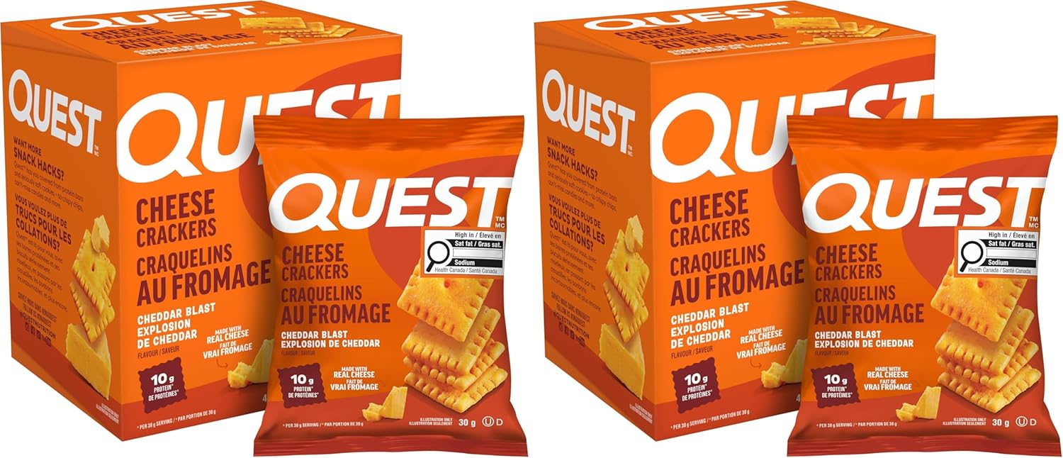 Quest Cheddar Blast Flavoured Cheese Crackers, High Protein Snack - Pack of 8