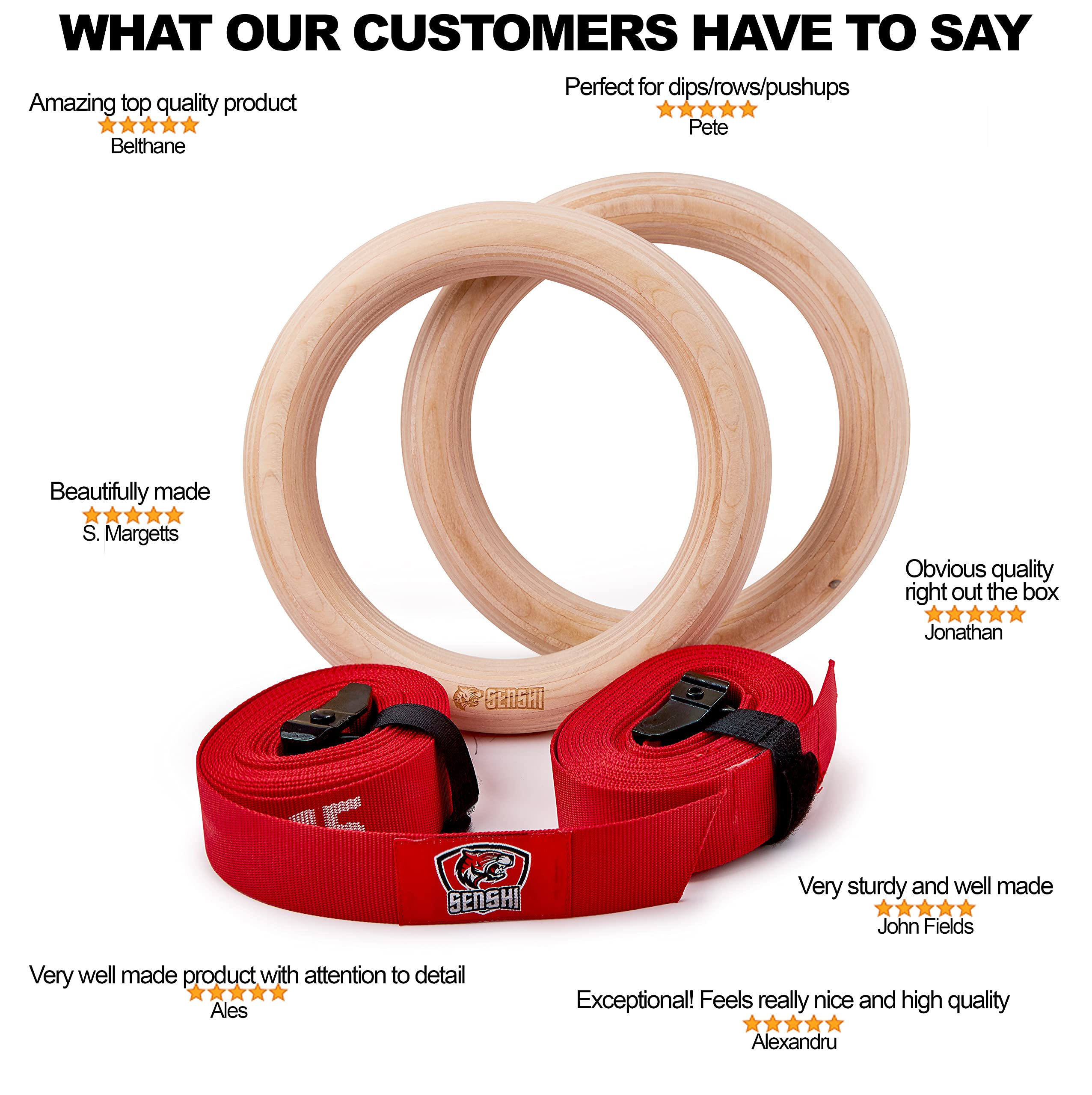 Buy 𝗧𝗛𝗘 𝟮𝟬𝟮𝟭 𝗪𝗜𝗡𝗡𝗘𝗥* Wooden Gymnastics Rings With XXL Straps, Olympic
