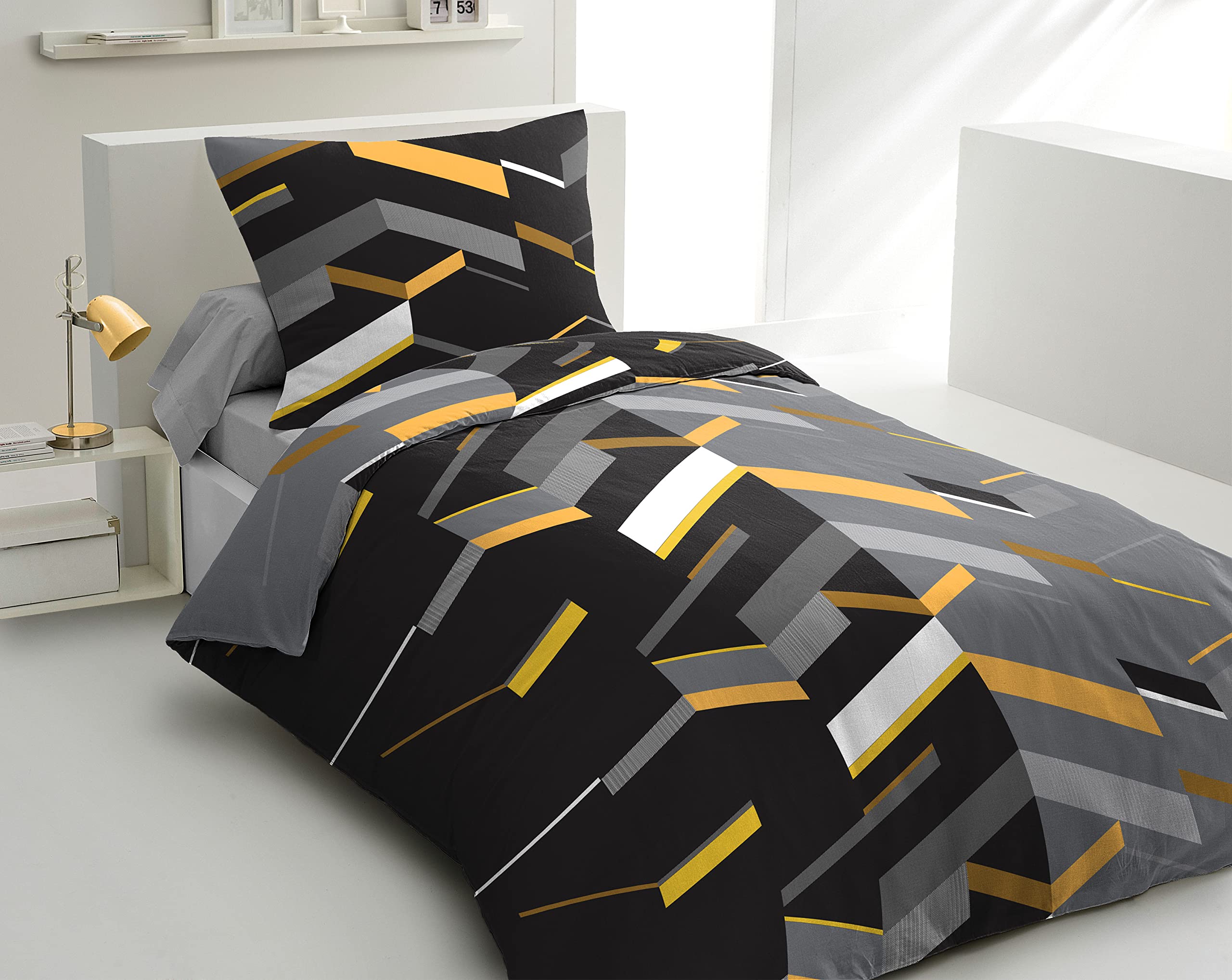 Home Passion Parure Copripiumino 3 Pezzi Marco Yellow 100% 57 Fili