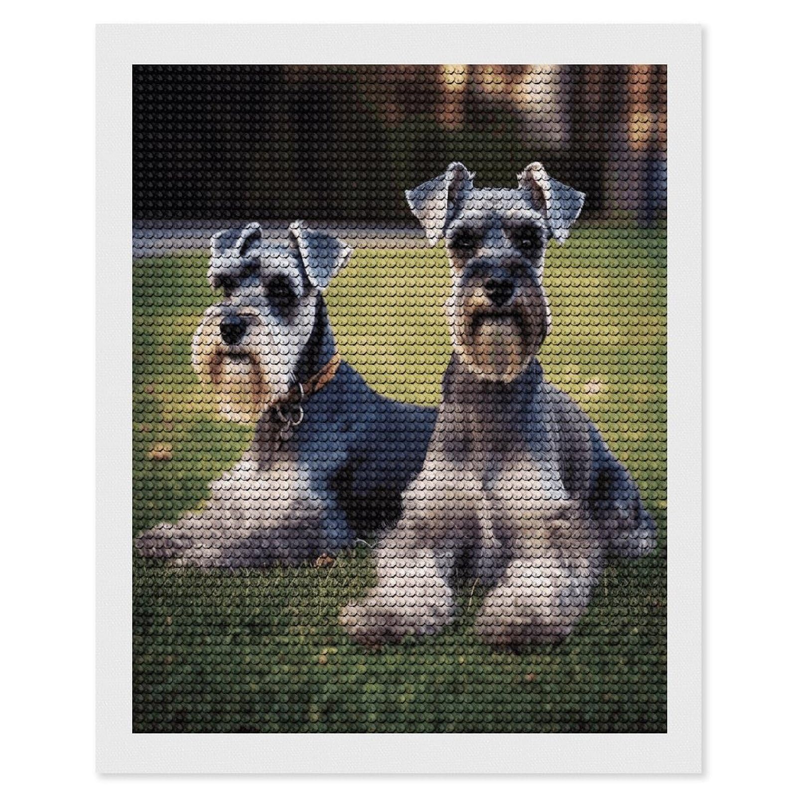 JTREHY Adult Schnauzer Dogs Diamond Art Kits Personalized DIY Round Diamond Painting Kits for Beginner Full Drill Diamonds Dots Paintings for Adults Gem Art Crafts Home Decor