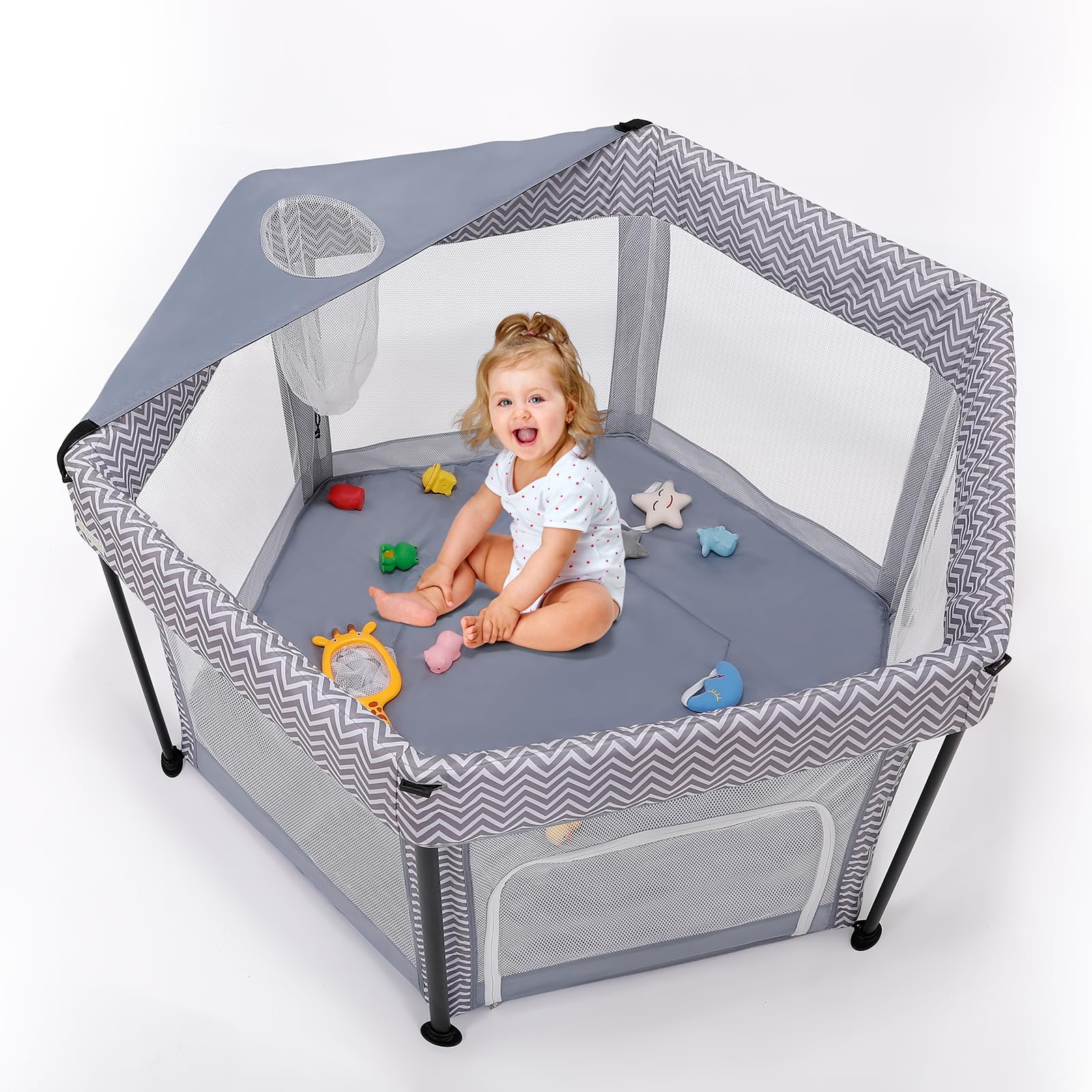 Parque Infantil Bebe Plegable - Corralito Bebe con Colchón para Casa Corral Infantil Paruqe de Juegos para Niños Interiores & Exteriores, Fácil de Montar y Desmontar