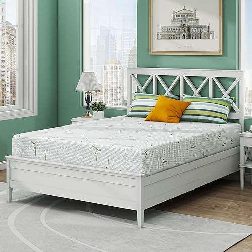 IULULU 8 Inch Full Size Mattress in a Box Bamboo Bed Mattresses Full Size Memory Foam Mattress Bed in a Box Cooling Foam Mattress Full, CertiPUR-US,Green