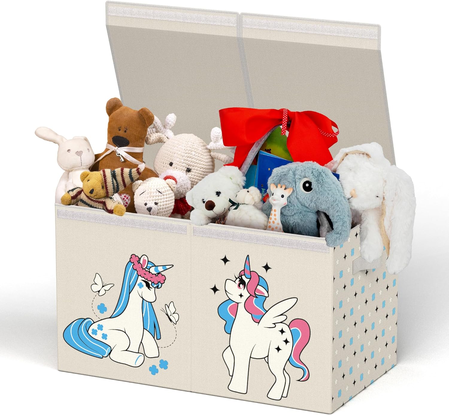 Unicorn Toy Chest for Girls - Spacious and Durable Toy Box with Removable Dividers, Easy Assembly, Sturdy Handles, Toy Box for Girls, Ideal for Girls Kids Bedroom Nursery Living Room Unicorn - Beige