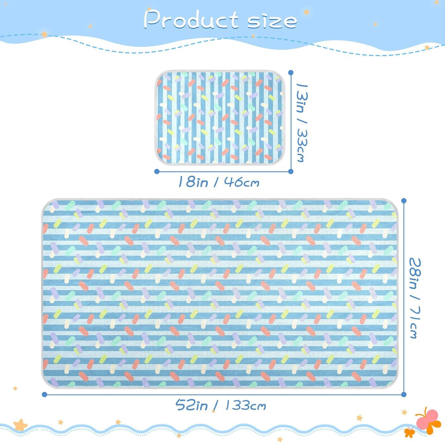 Baby Cooling Mat Abstract Colorful Shapes Ice Silk Breathable Mesh Summer Crib Mattress Pad with Pillowcase, Soft Cooling Sleeping Surface for Infant & Toddler, 52"x28"