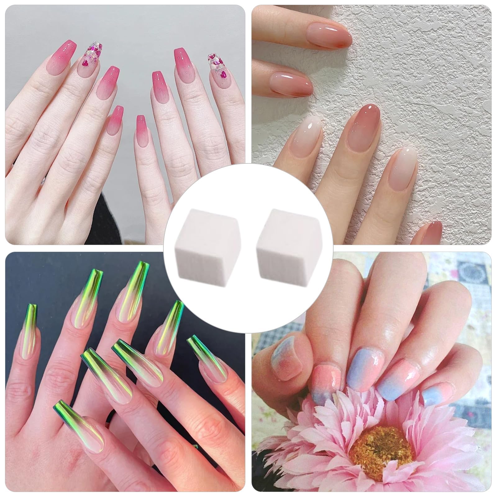 Mini gąbki do paznokci ombre, kwadratowe białe gąbki piankowe do zdobienia paznokci, gradientowe wzory, narzędzia do manicure, akcesoria do manicure, wysokiej jakości ombre, 300 szt