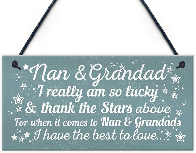 RED OCEAN Best Nan And Grandad Gift Home Hanging Plaque Grandparent Sign Keepsake THANK YOU Gift From Grandchildren