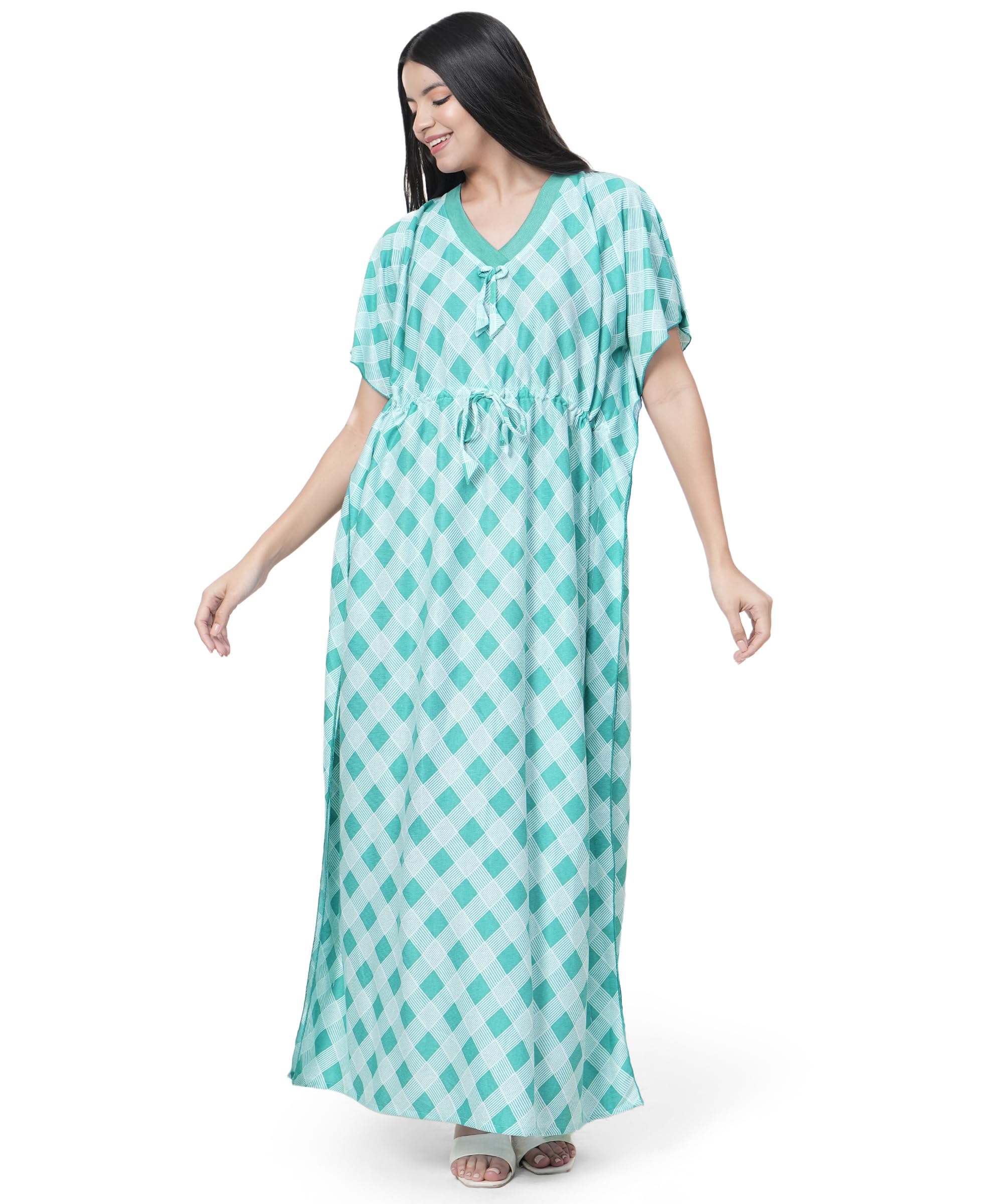 noty Women's- Kaftan | Nighty | Maxi | Gown - Poly Viscose- Knits Fabric- V-Neck Floral Print-picture-30