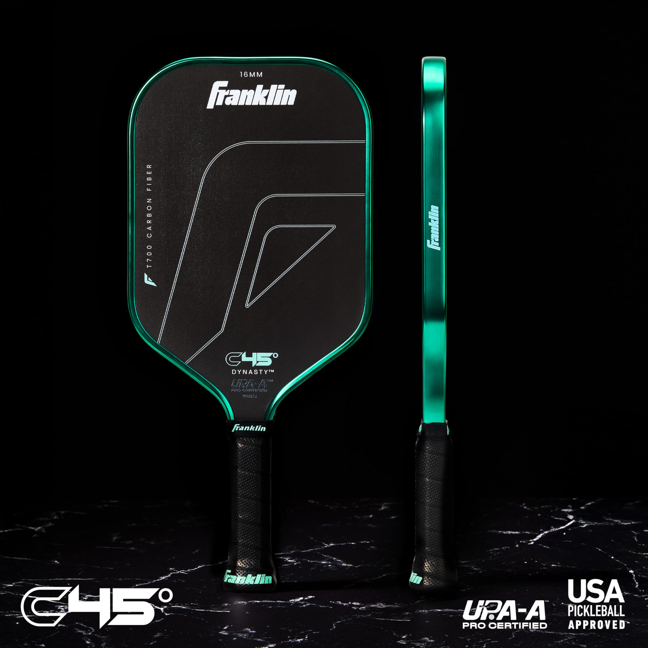 Franklin Sports PRO Pickleballschläger - Serie C45 aus Kohlefaser - Offiziell USAP + UPA zugelassen - Pro Player Design