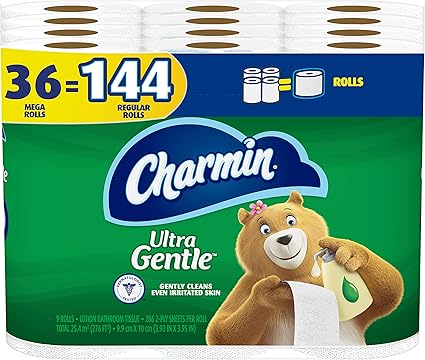 Charmin Ultra Gentle Toilet Paper, 36 Mega Rolls = 144 Regular Rolls