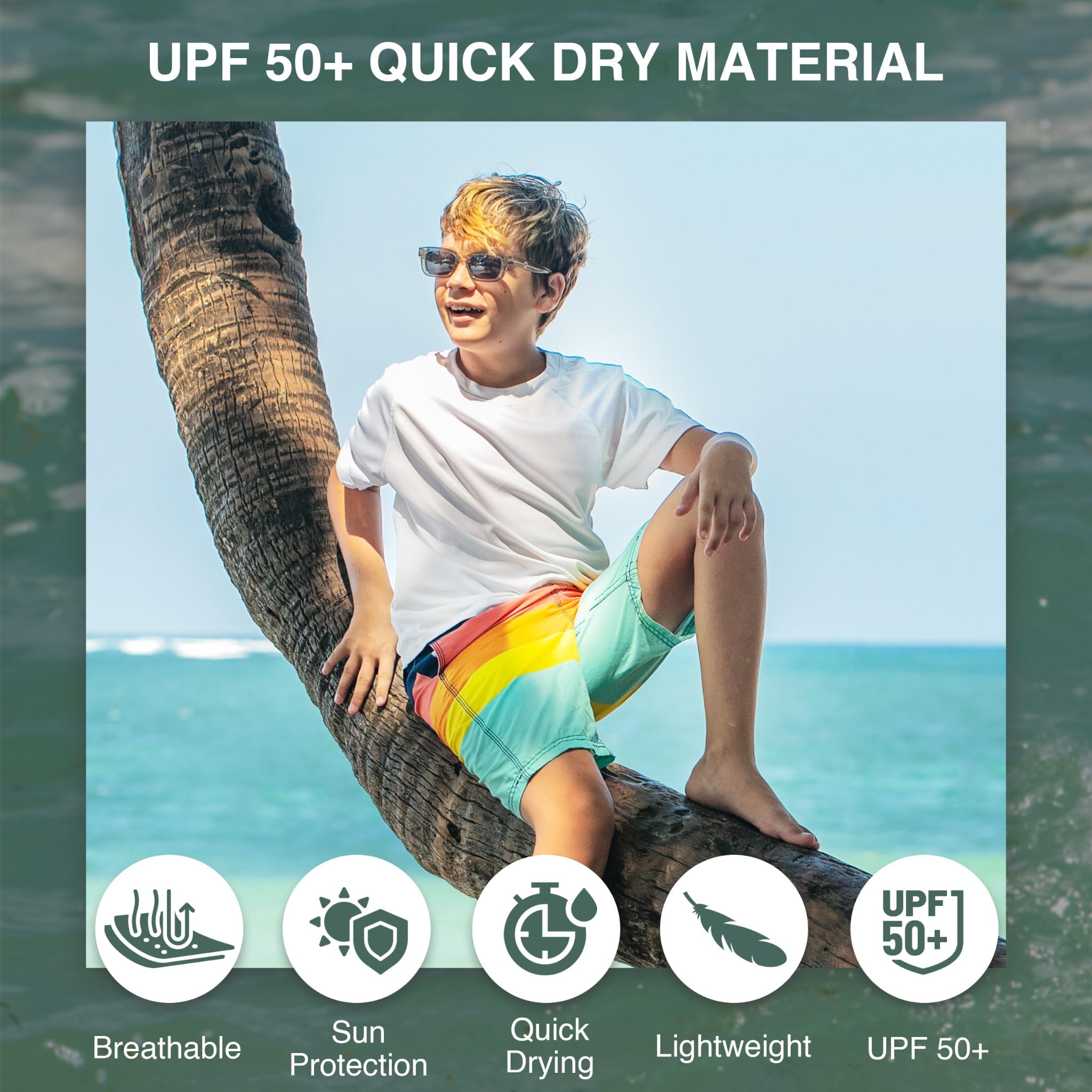 Kanu Surf Boys' Specter Quick Dry UPF 50+ Beach Swim Trunk, Infinite Multi, Large (14/16)