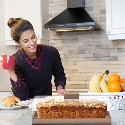 Miniatura 9 de Elavain Soporte acrílico para tartas  Bandeja multifuncional para servir  Elegante bandeja dorada para alimentos con tapa transparente  Perfecto