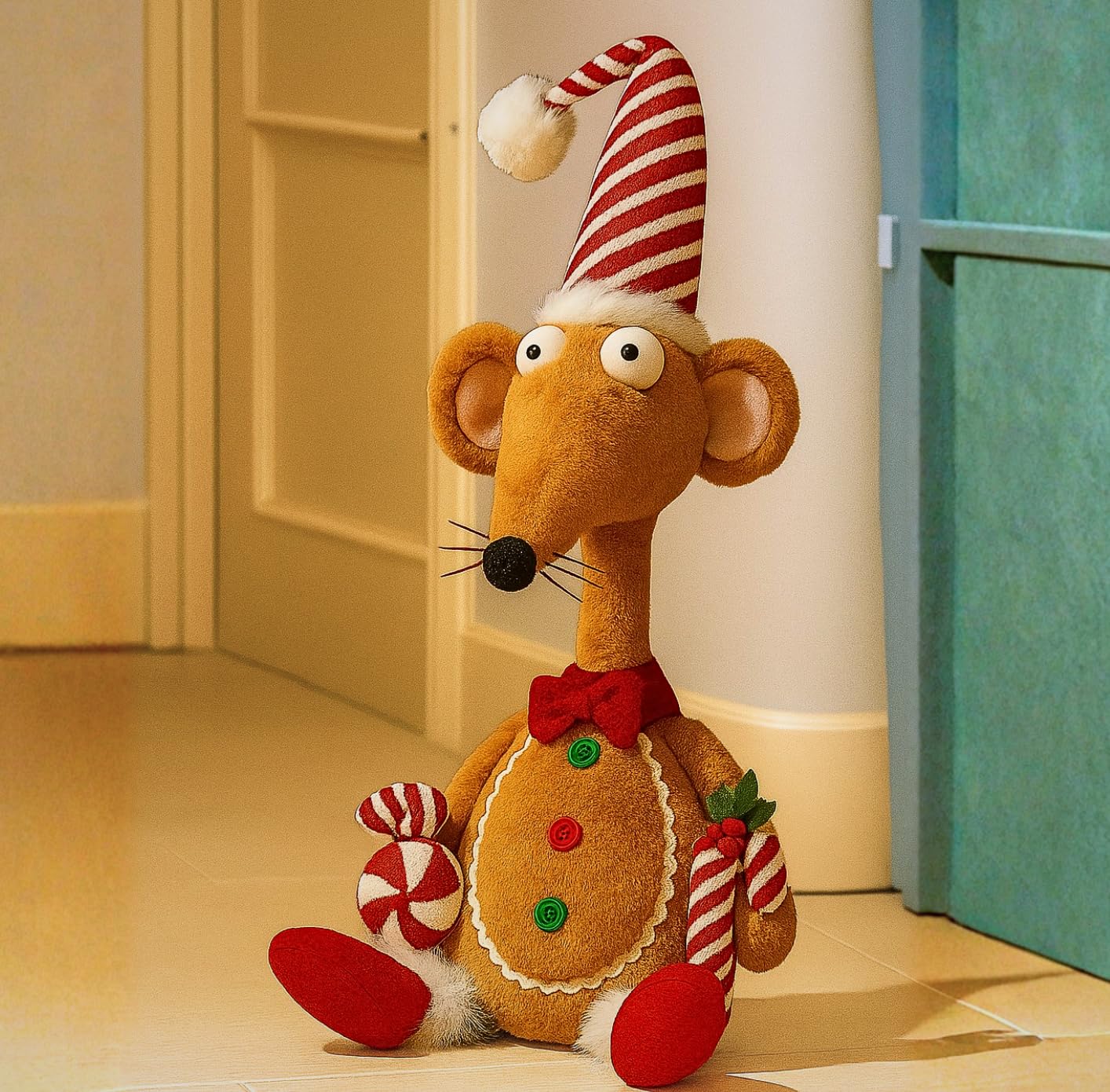 Marco Paul Jengibre Rate, 67 cm, felpa, decoración de Navidad, decoración del hogar, figura de animal independiente, estatua de tela esponjosa, decoración navideña para el hogar