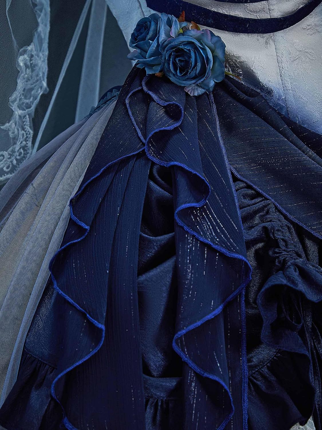 MEOWCOS Womens Gothic Dress Halloween Punk Dress Bride Dress Irregular Tube Dress with Tail Skirt and Veil