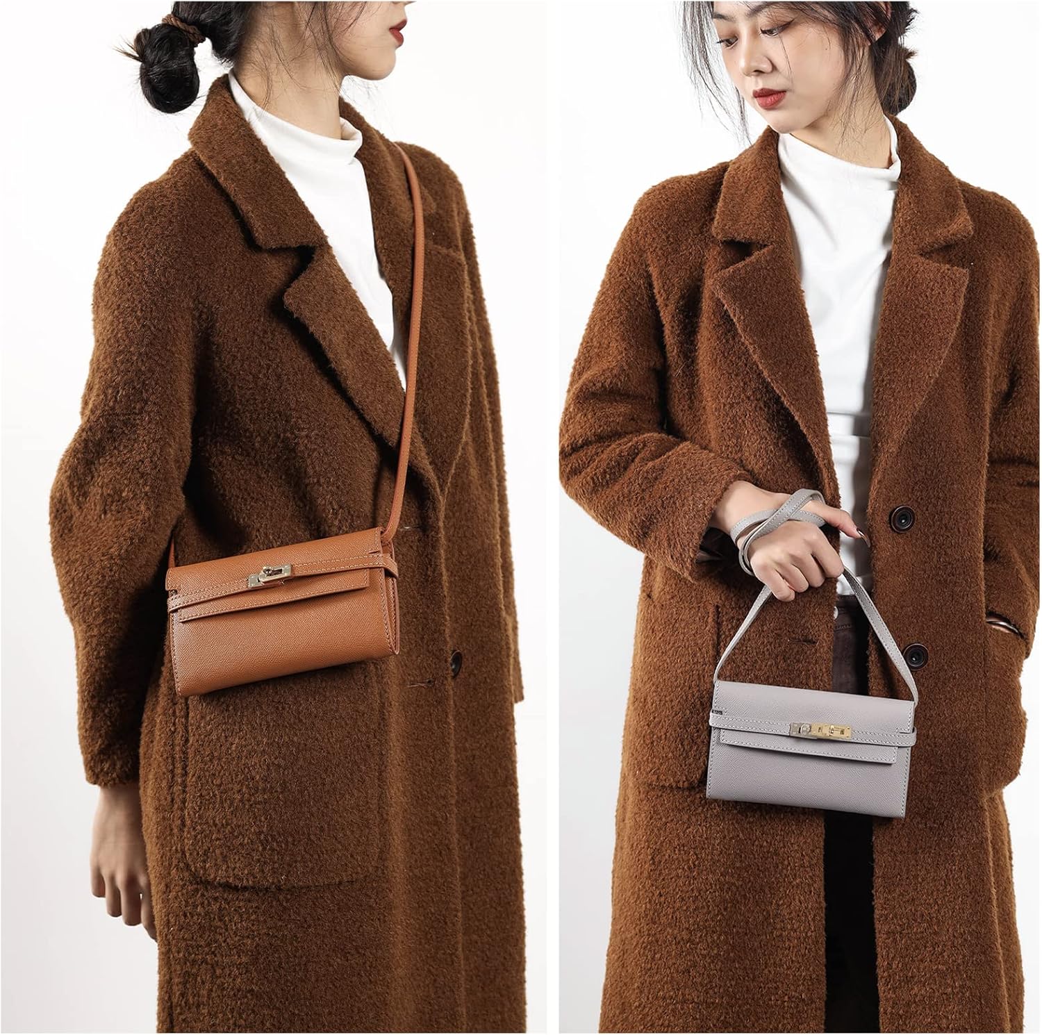 POPSEWING Designer Long Wallet DIY Kit for Women, Leather Purse Clutch Making Kits, Hand Stitched Leather Sewing Kit for Women's Bag, Handmade Bag Craft Kit for Girls Gift (Brown)