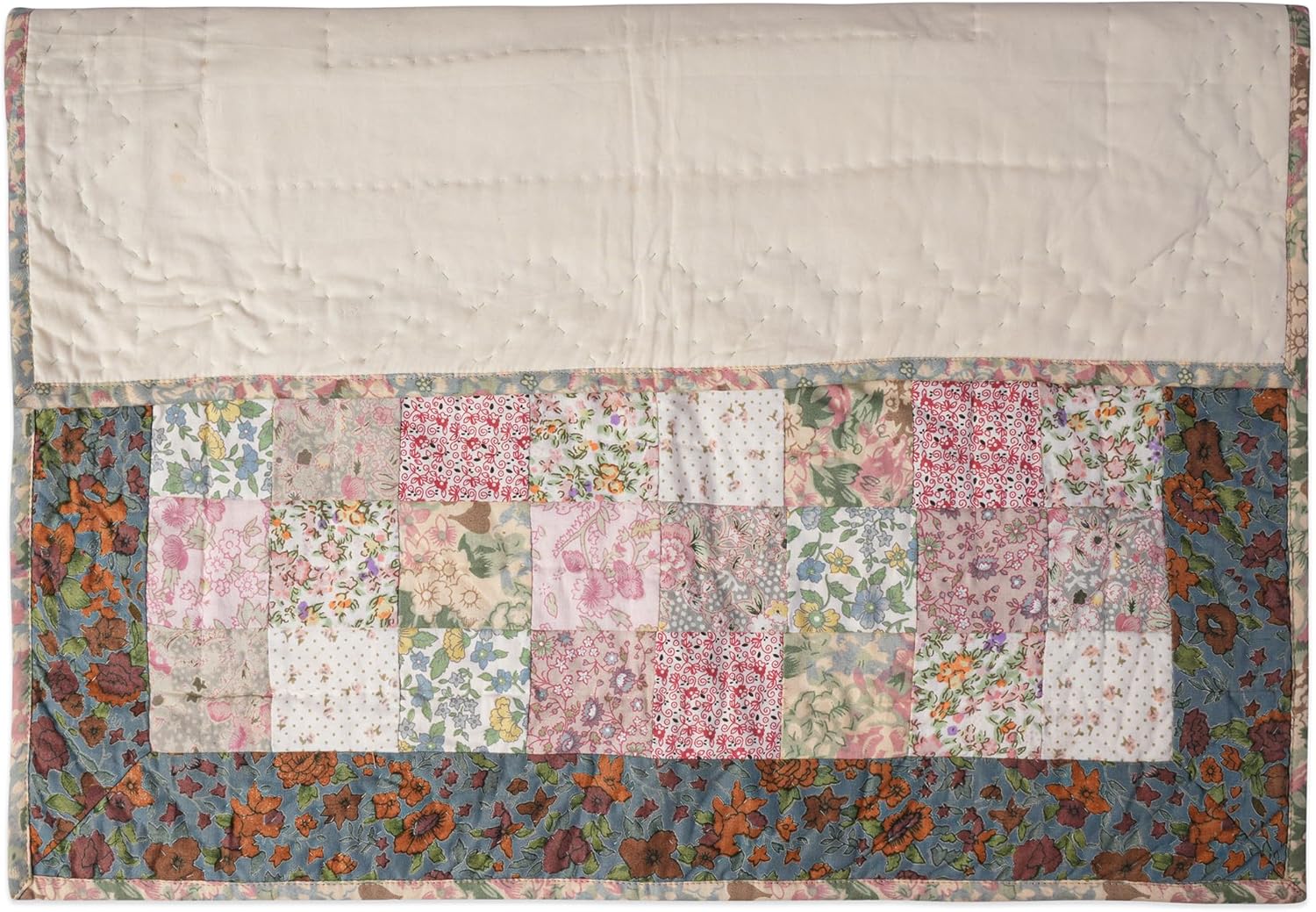 Calico Floral Hand Quilted 19 inches by 19 inches 100% Cotton Wall Hanging, Block Quilt, Table Topper Quilt, Rod Pocket Quilt