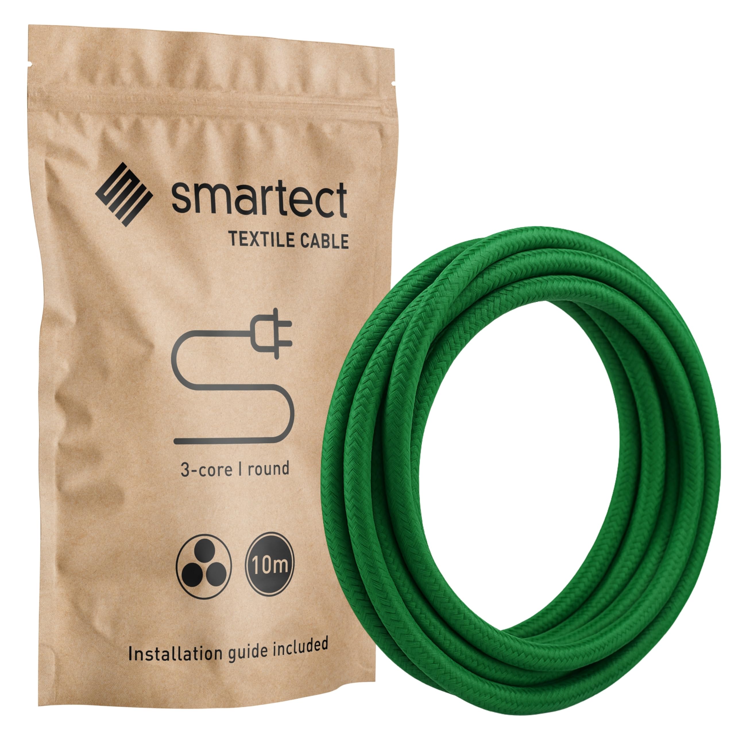 smartect Cable Textil en Color Marrón, Cable Electrico 3 Hilos de 5 Metros (3 x 0,75 mm²) Cuerda para Lampara con Revestimiento Textil para su Proyecto DIY — view 70