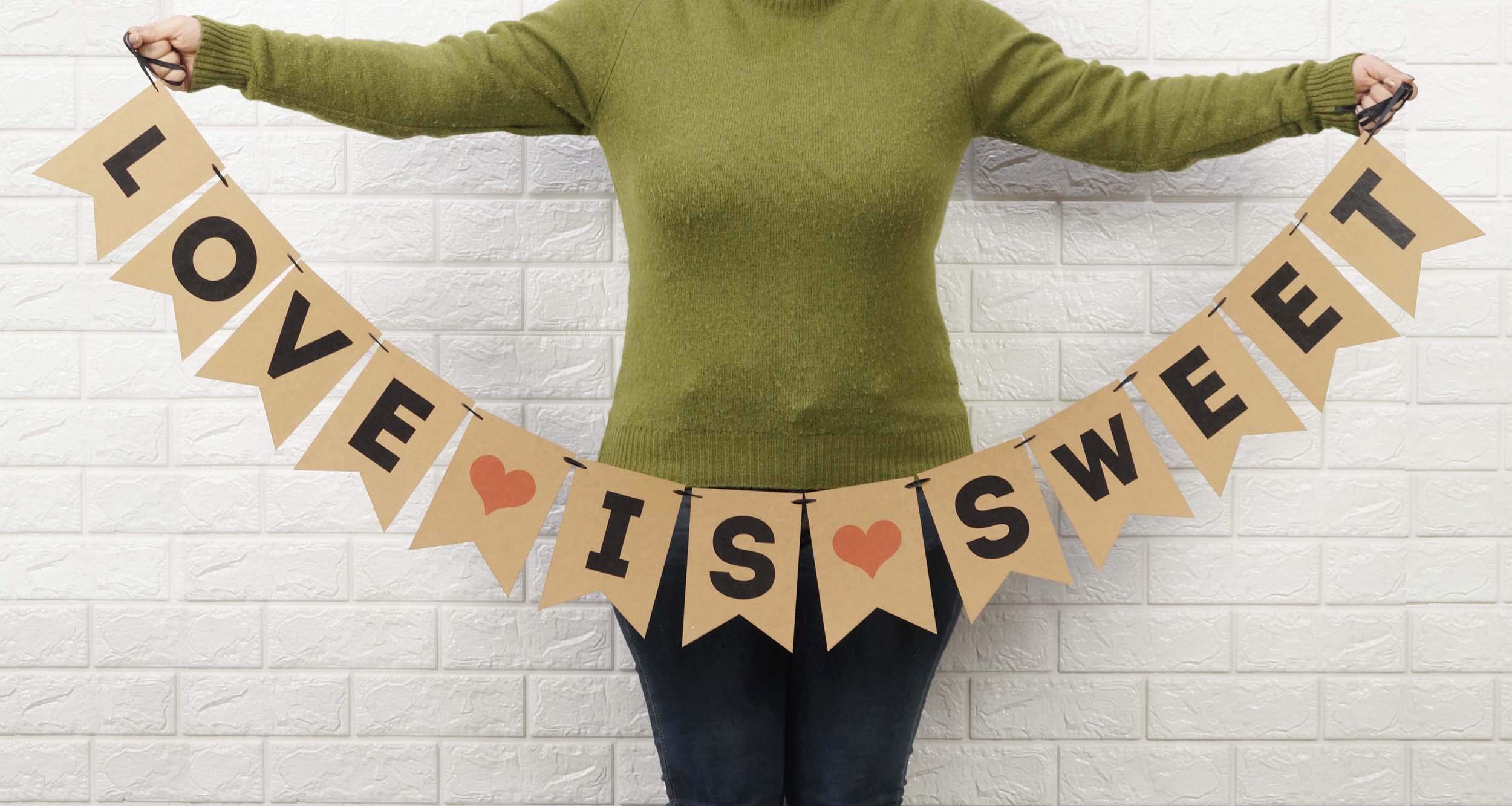 Inkdotpot Kraft Love is Sweet Pre Strung Bunting Wedding Banner Wedding Bunting Wedding Engagement Sign Photo Prop