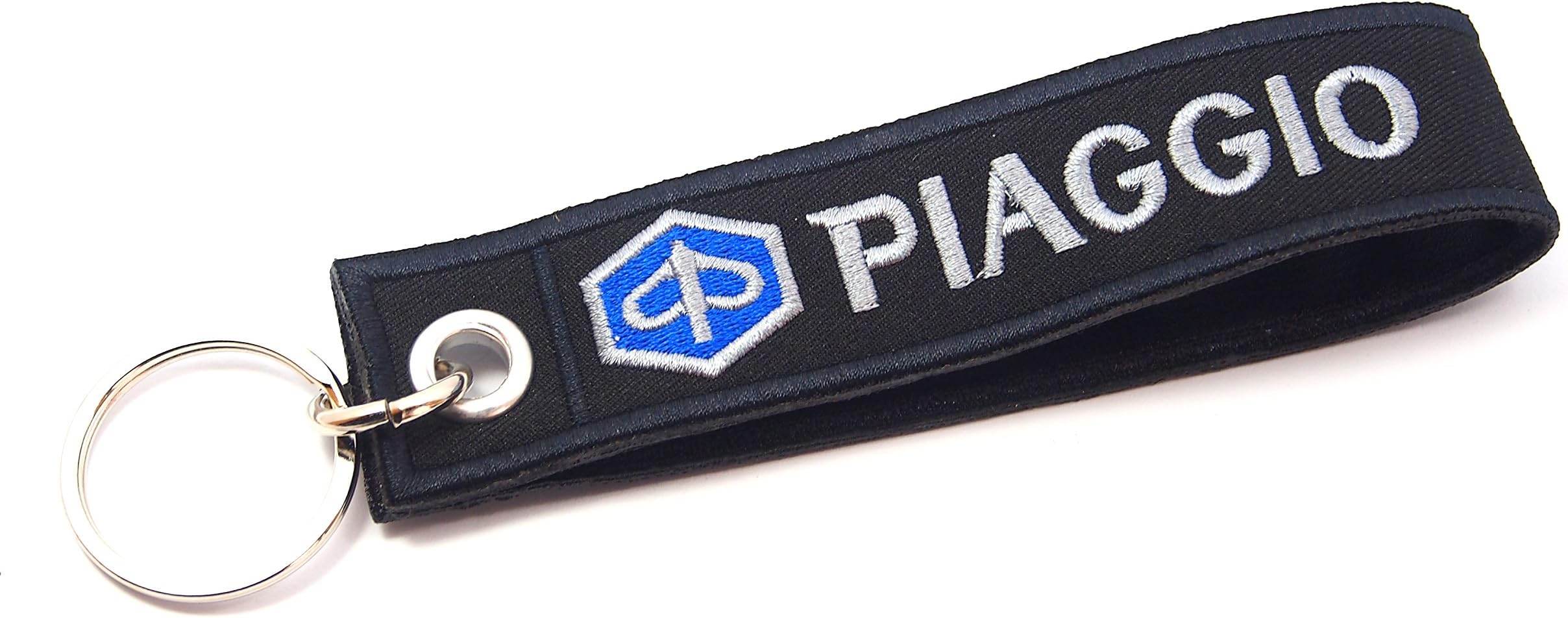 Vespa Piaggio Tag Keychain Biker Racing Motorcycle Embroidered Key Ring Holder Strap Luggage