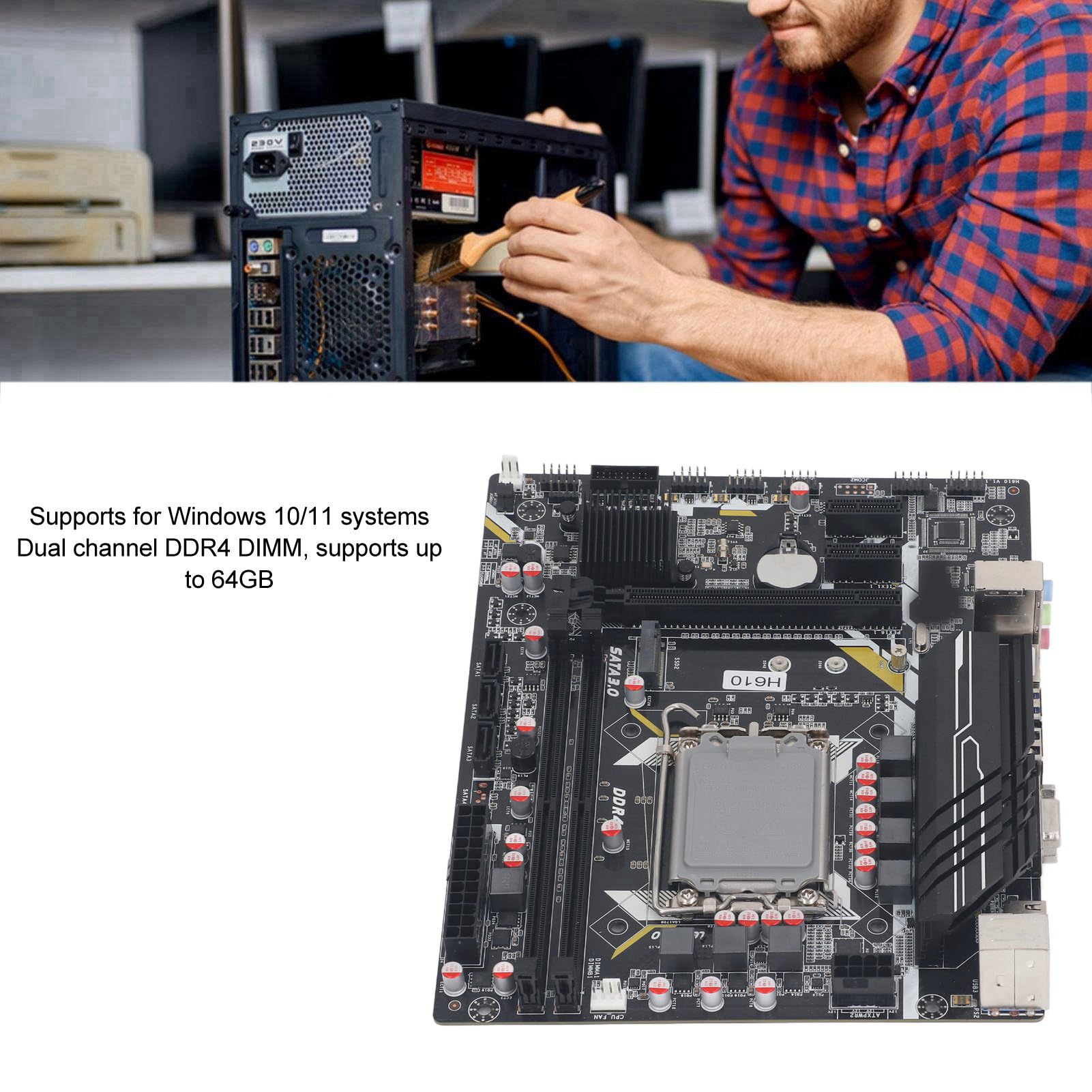 Płyta Główna H610U, ATX, DDR4 DIMM 64 GB, PCIe Gen 3.0 X16, M.2 SSD 32 GB/s, Stały Kondensator, Stabilne Zasilanie dla LGA 1700, z VGA