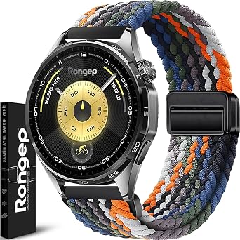 Rongep [Örgü Loop] Huawei ile Uyumlu 22mm Kordon GT6/GT6 Pro/GT Runner 2/GT5/5 Pro/GT4/GT3/3 Pro 46mm için Manyetik Toka GT6 Pro Kordon Terletmeyen Elastik Kumaşlı GT6 46mm Kordonu