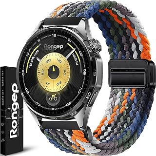 Rongep Huawei ile Uyumlu Örgü Loop 22mm Kordon GT6/GT6 Pro/GT5/GT5 Pro/GT4/GT3/GT3 Pro 46mm için Manyetik Tokalı Yumuşak ve Konforlu GT6 Kordon Terletmeyen Elastik Kumaşlı GT6 Kayış