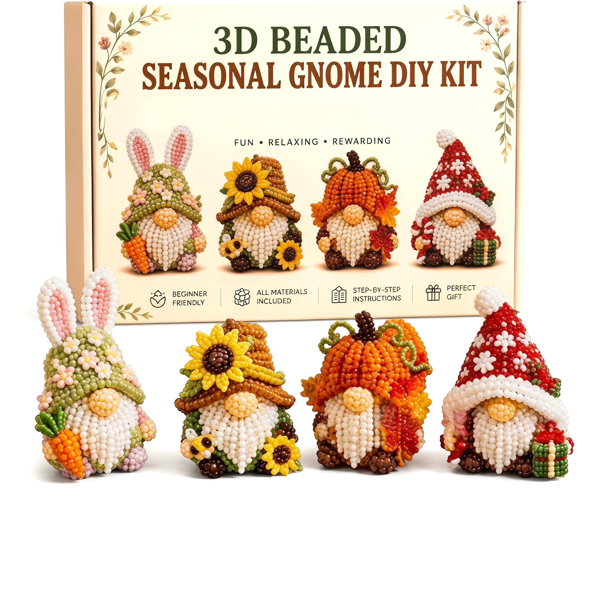 3D Beadie Fairy DIY 4 Pack for Beadwork Enthusiasts Includes Beading Tools
