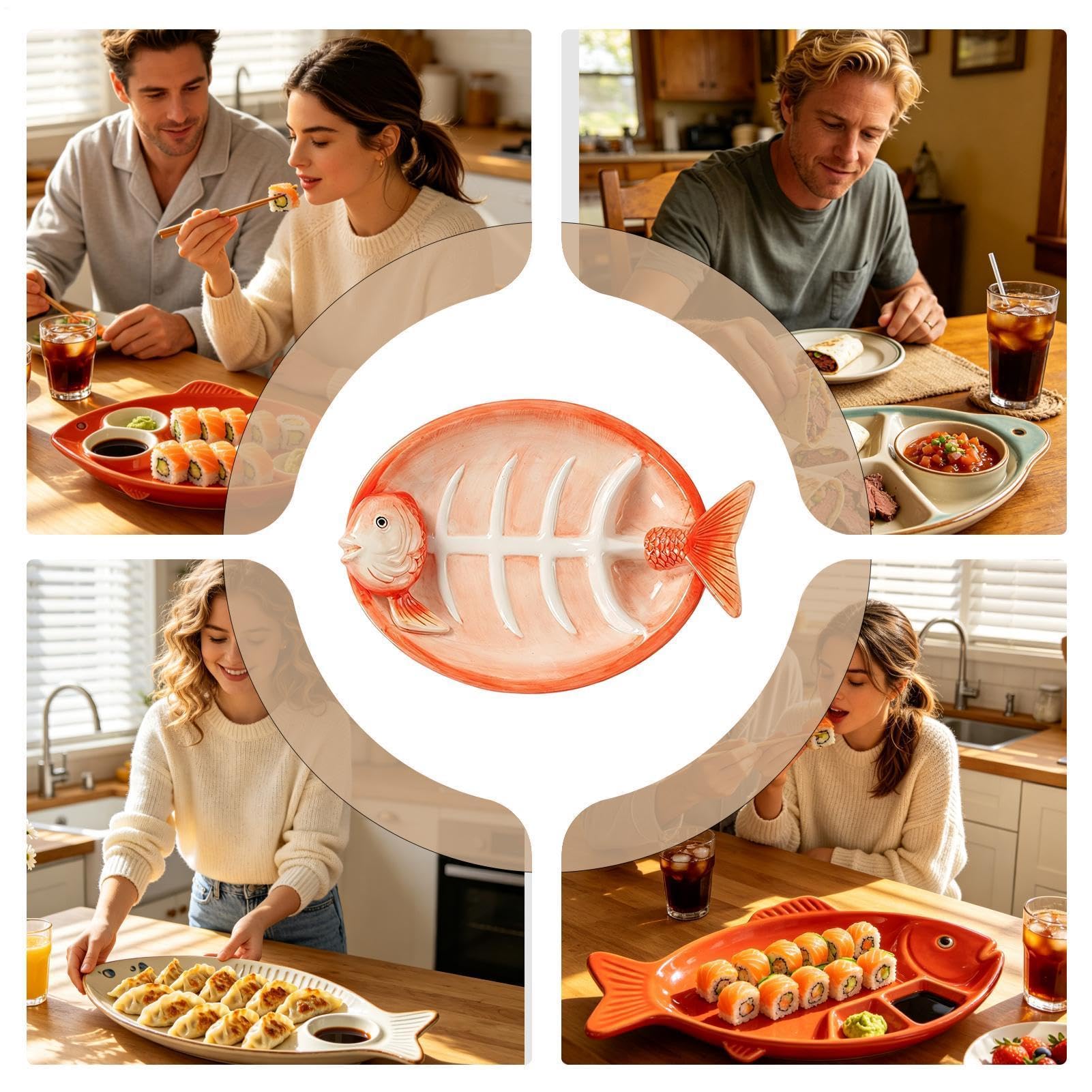 da Sushi Stoviglie in Ceramica Dipinte a Mano a Forma di Pesce | Vassoio da Portata per Dumpling Snack Antipasti Frutta Feste Compleanni Festival Casa Cucina Ristorante Appartamento
