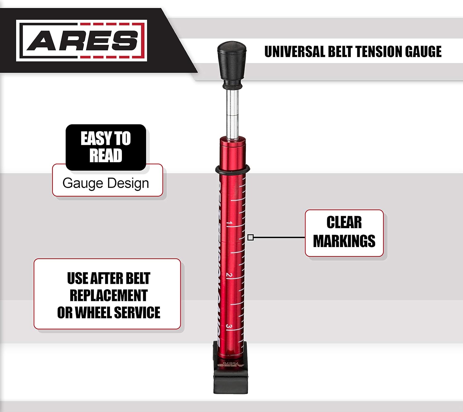 ARES 15033 - Belt Tension Gauge - Use After Belt Replacement, Adjustment or Wheel Service for Accurate Motorcycle Belt Tension Setting - Universal Design - 10 Lb Specification - Compatible with Harley