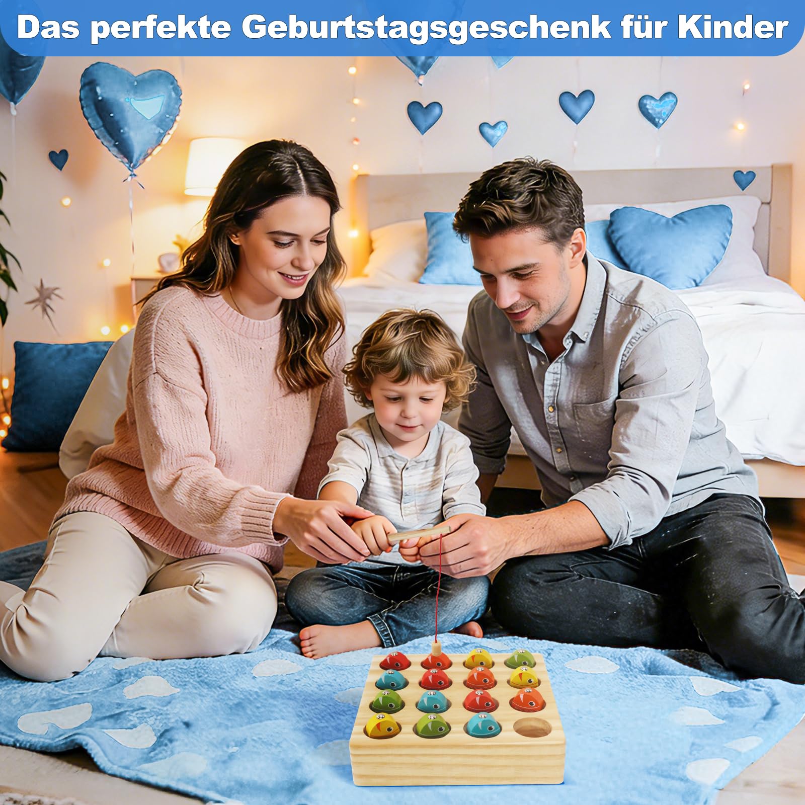 Angelspiel, Holzspielzeug, Magnetische Angelspie, Montessori Spielzeug ab 3-5 Jahre, Geschenk für3 4 5 Jahre Junge und Mädchen, Kinder Lernspiele