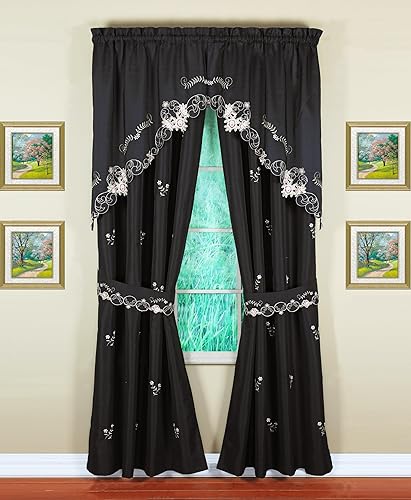 Vista 109 de Today's Curtain Verona - Persiana bordada inversa, 63 pulgadas, color crudo/antiguo