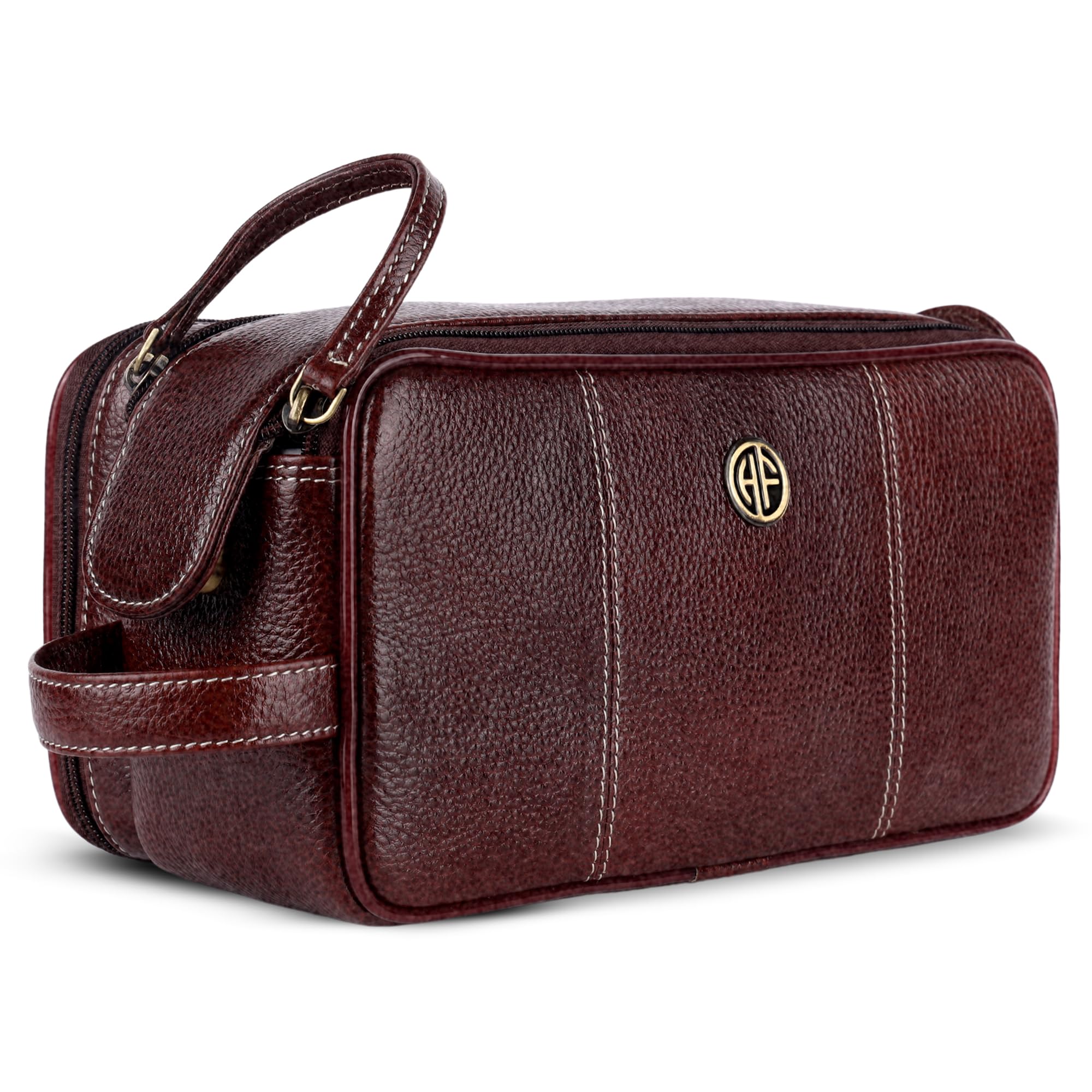 hammonds flycatcher Genuine Leather Travel Organizer Pouch - Toiletry Bag for Men and Women Cosmetic Organizer Bag, Shaving Kit Bag for Men Toiletry Pouch for Men with Multiple Pockets - Brown-picture-48