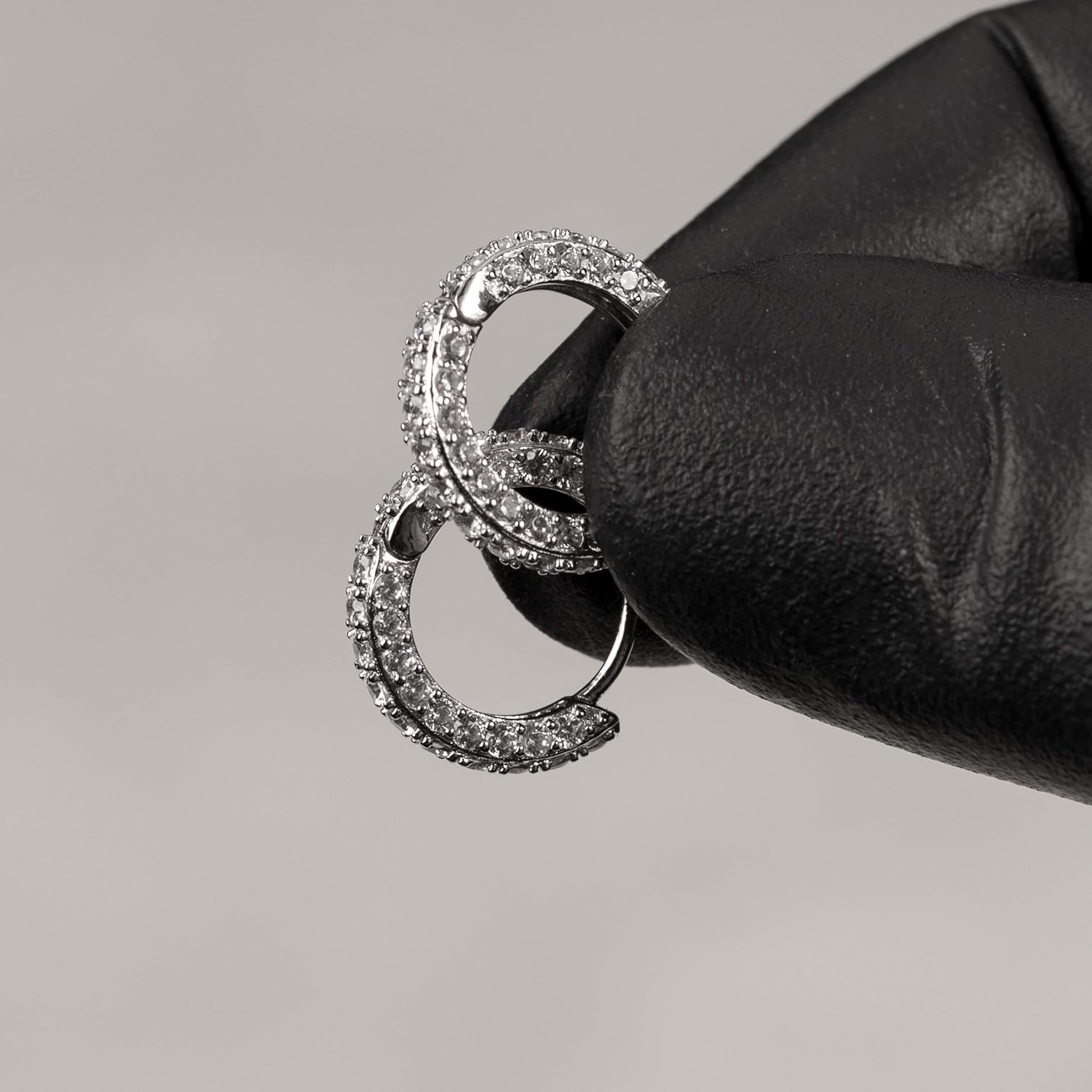 Men's Women 3D Small Thin Hoops Cartilage Cuff Unisex Hoops White Gold Plated 925 Sterling Silver Post Fully Iced Cz Skinny Ice Out Cubic Zirconia Trendy Cool Huggie Hoop Earrings For Men Women - Image 2