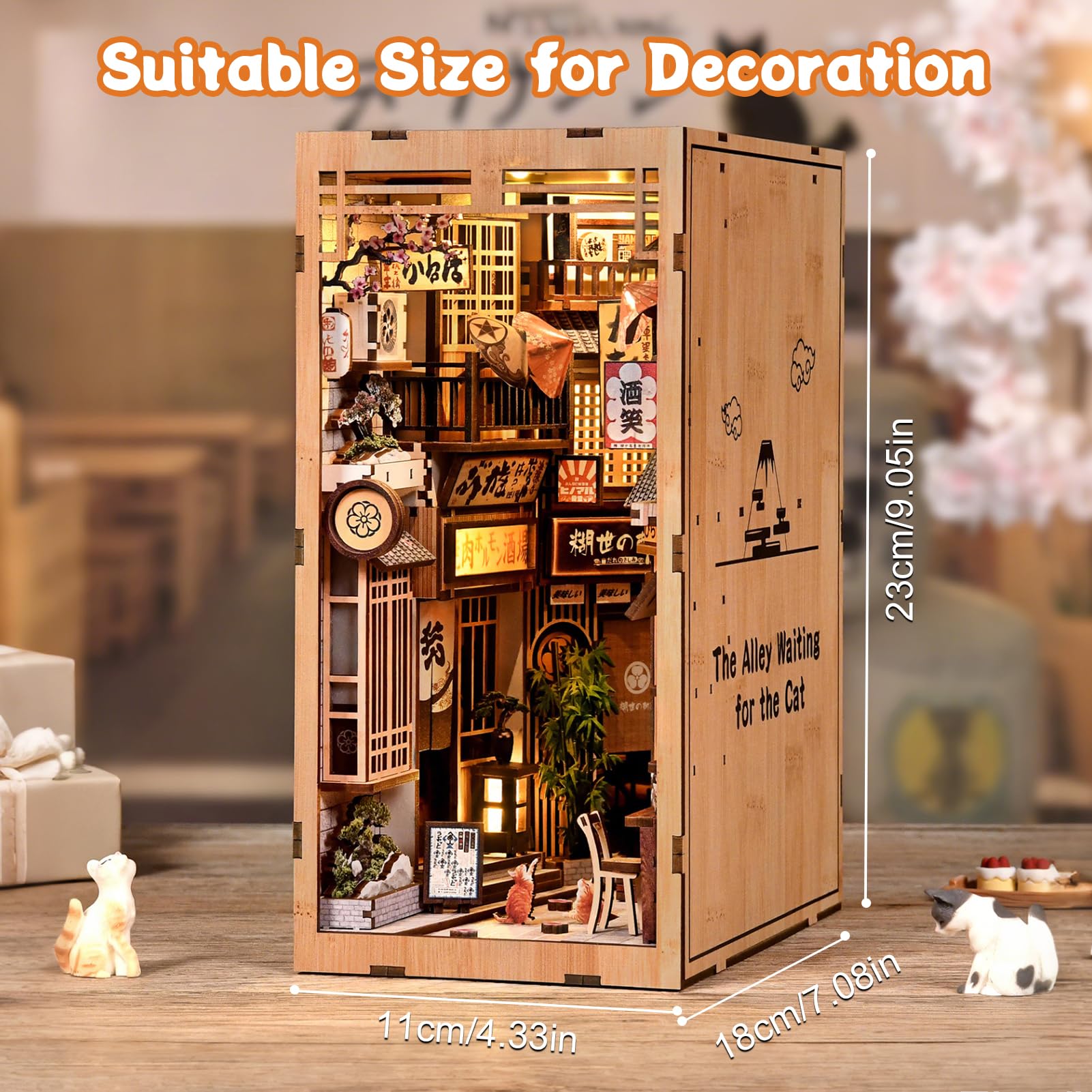 Book Nook Kit - Puzzle de madera 3D DIY para adultos, adolescentes y principiantes, miniatura para decoración de estanterías, regalo para familia, amigos y amantes de los libros