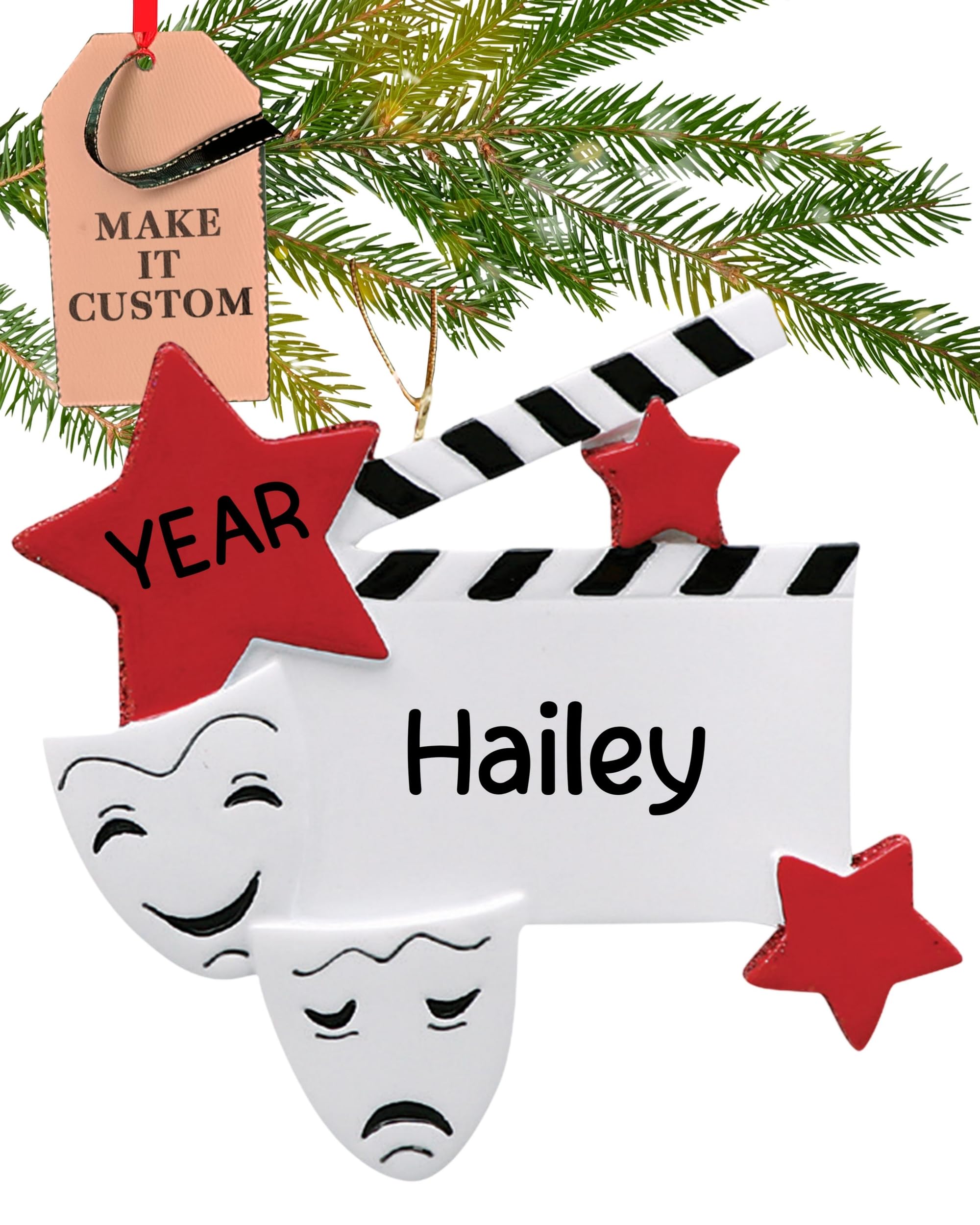 Personalised Drama Ornament 2025 – Fast & Free 24h Customisation – Broadway Christmas Ornaments for Tree – Custom Gift Wrapped Star Acting Keepsake for Stage Performers