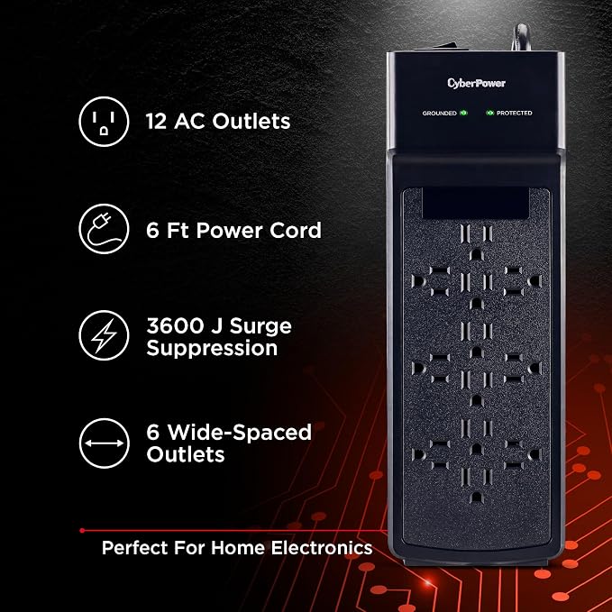 Protector eléctrico CyberPower CSB1206 12 tomas 125V miniatura 3