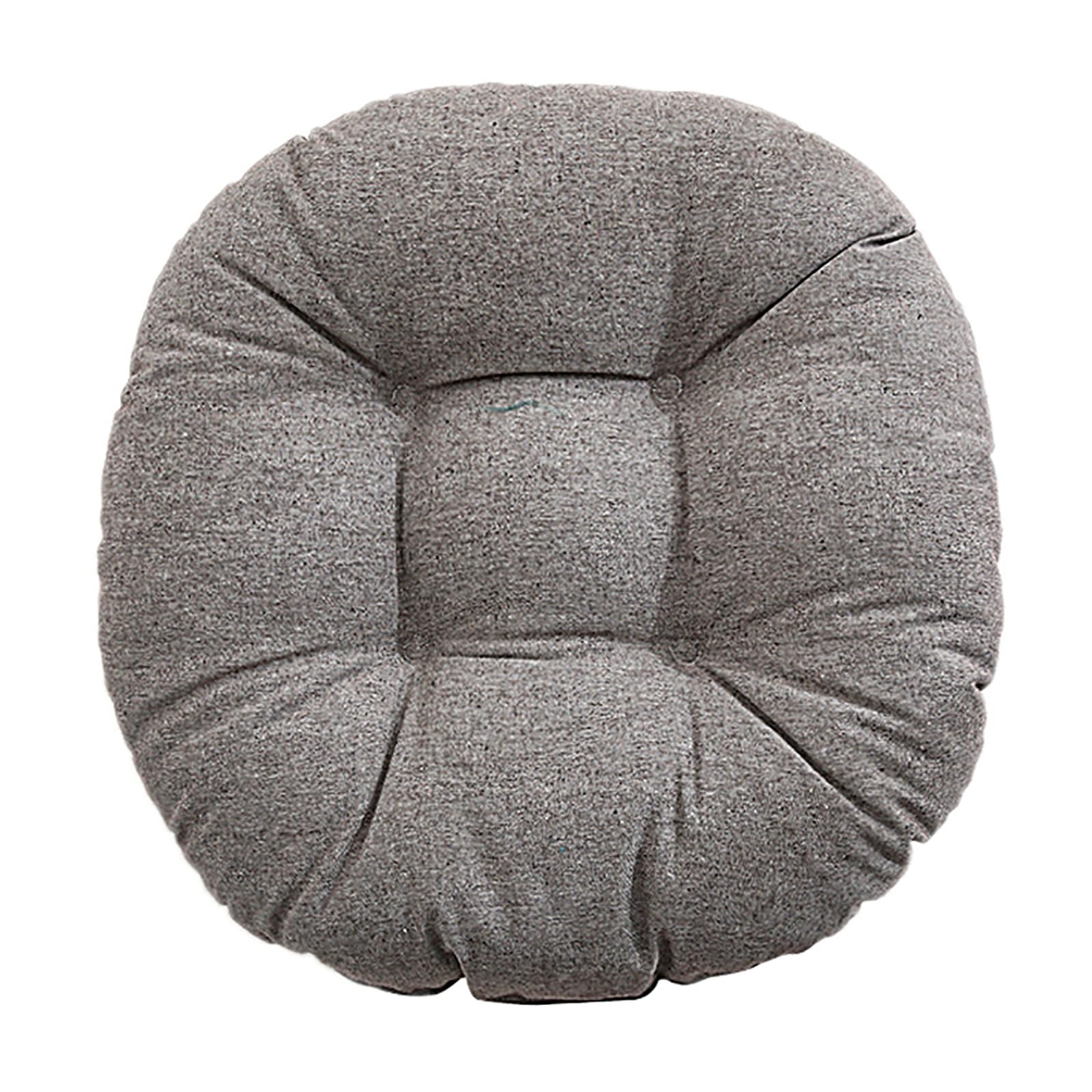 Cotton and Linen Cushion, Japanese-Style Thick Soft Comfort Seat Cushion Round Futon Pillow Tatami Pads Meditation Floor Cushion(D,Diameter: 48cm(19inch))