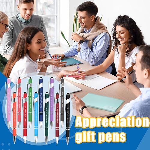 Miniatura 6 de Seajan 60 bolígrafos de regalo de agradecimiento a los empleados a granel Thank You for All You Do 2 en 1, lápiz capacitivo divertido para pantalla