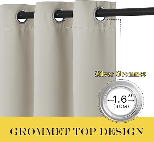 Miniatura 2 de NICETOWN Cortinas opacas extra anchas para puerta corrediza de 108 pulgadas de largo, cortina con aislamiento con ojales, cortina de bloqueo de luz