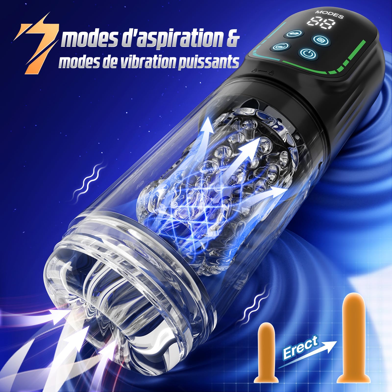 Masturbateurs Masculins Sex Toys avec 7 Modes Télescopiques & Rotation Et Succion, Automatique Masturbâteur Homme Mains Libres Vibration 3D Silicone, Sex Toýs Homme