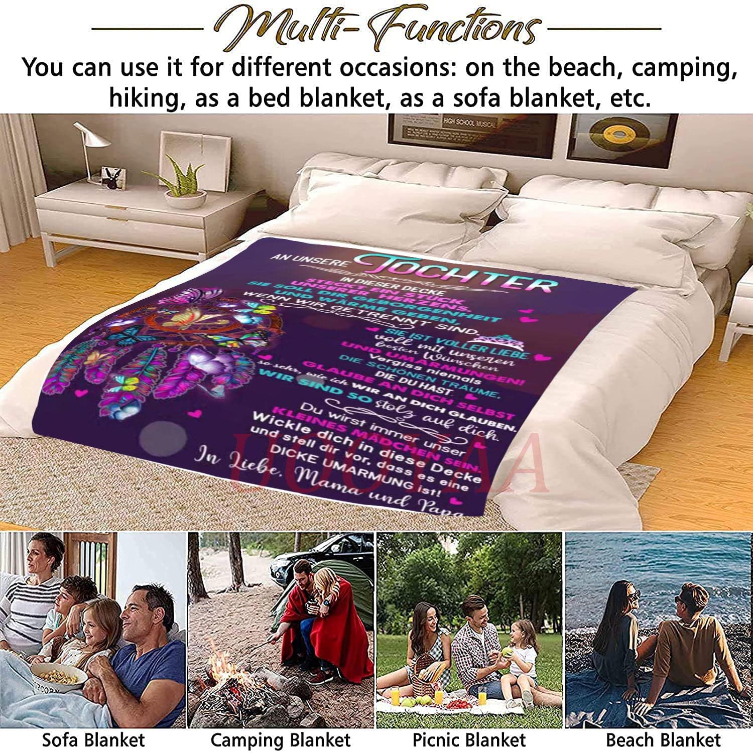 Persönliche Kuscheldecke 'To My Daughter' – 150x200 Cm Flanell-Fleece Fürs Ganze Jahr