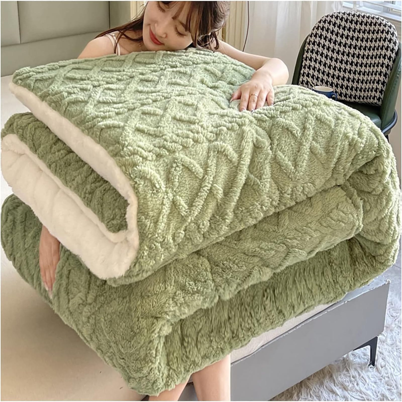 Comodo piumino in velluto, double-face, pesante, invernale, soffice trapunta in cotone per il massimo comfort, elegante decorazione per la casa, biancheria da letto morbida e calda per notti fredde