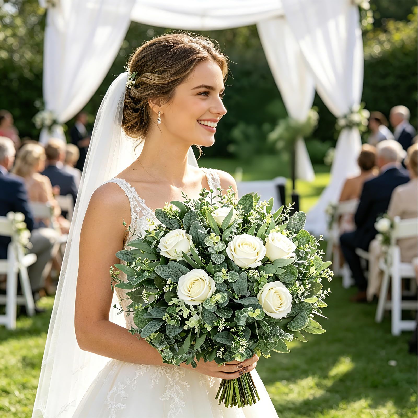 HUAHUA 140 foglie di eucalipto artificiali, 5 tipi misti, foglie di eucalipto finte, per bouquet fai da te, centrotavola, composizioni floreali, decorazioni per la casa e matrimoni